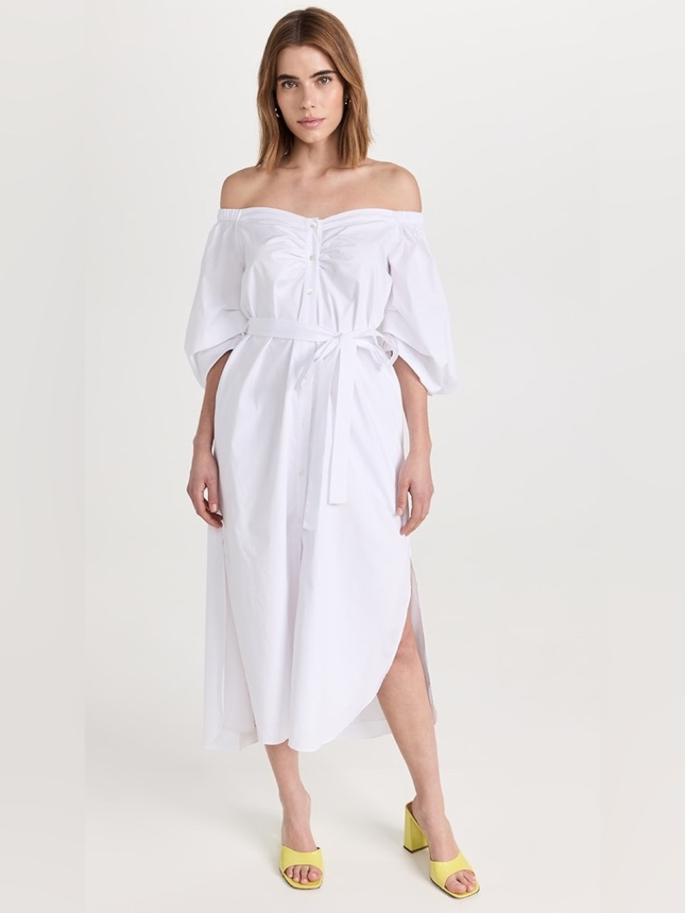 Staud white Reese off shoulder Poplin dress - Picture 3 of 9